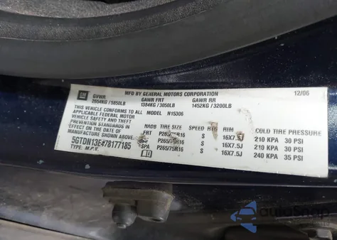 2007 Hummer H3 Suv из США, поврежденный, VIN 5GTDN13E478177185